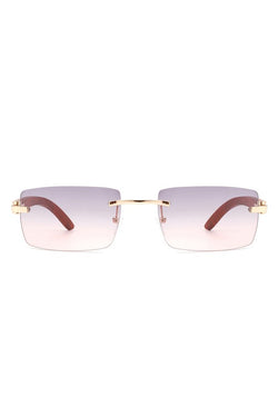 Rectangle Rimless Retro Tinted Sunglasses