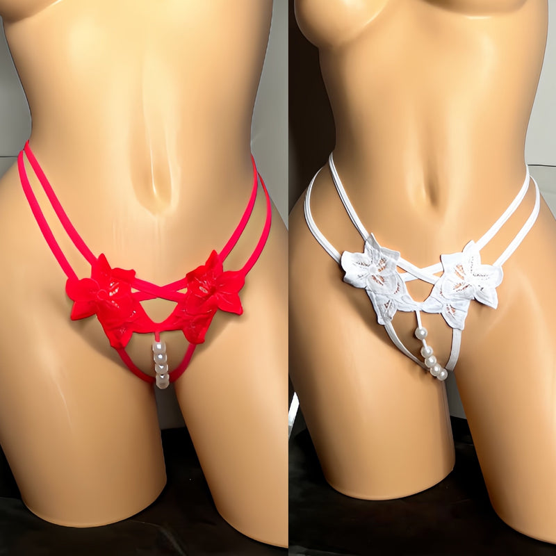 Pearly Crotchless G-String - 2 items